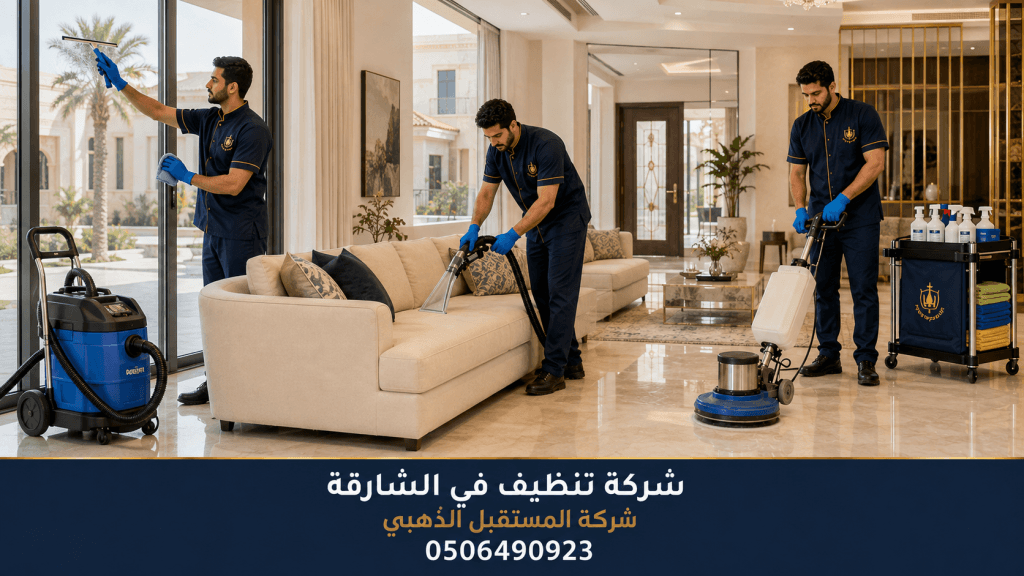 شركة تنظيف منازل في الشارقة 6 فريق شركة المستقبل الذهبي يقدم خدمات تنظيف المنازل والفلل بالمعدات الحديثة في الشارقة.